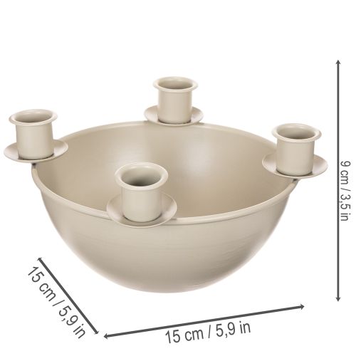 Kerzenschale mit 4 Haltern Adventskranz modern Beige 15cm | Floristik24.de