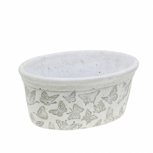 Floristik24 Pflanztopf Schale Weiß mit Schmetterlingen 17cm x 12cm H8cm 2St