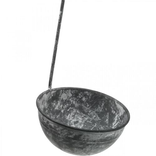 Floristik24 Deko Kelle Metall, Deko Schale zum Hängen Grau Ø13cm
