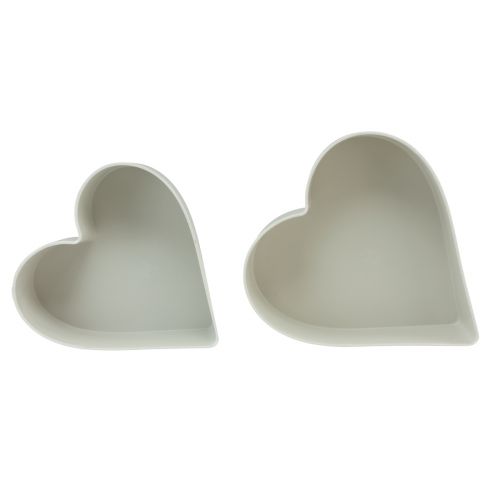 Floristik24 Schale Herz Plastik Dekoschale Weißgrau 24/21cm 2er-Set