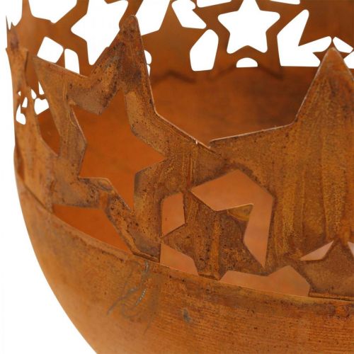 Floristik24 Metallschale mit Sternen, Weihnachtsdeko, Dekogefäß Edelrost Ø25cm H20,5cm