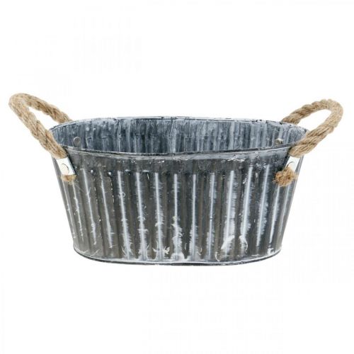 Floristik24 Pflanzschale aus Metall, Blumenschale zum Bepflanzen, Deko-Schale mit Henkeln L22,5cm