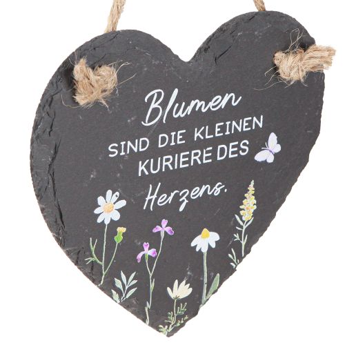 Artikel Schiefer Deko Herz zum Hängen „Blumen sind“ 15cm 3St