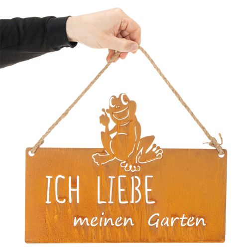 Schild mit Spruch Frosch Metallschild Garten Edelrost 38cm | Floristik24.de