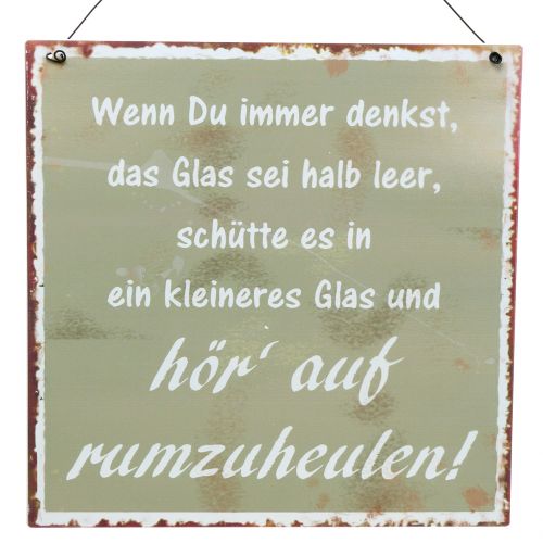 Floristik24 Schild zum Aufhängen „Glas“ 25cm x 25cm 3St