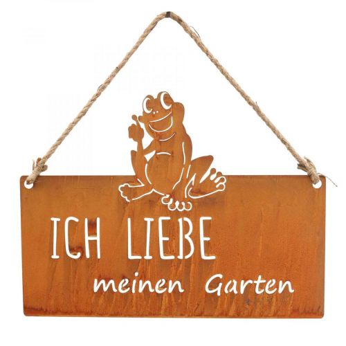 Schild mit Spruch Frosch Metallschild Garten Edelrost 38cm