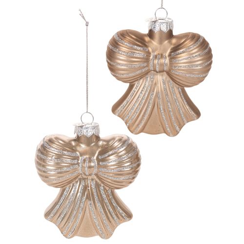 Glas Weihnachtsanhänger Schleife zum Hängen 10cm 2St kaufen | Floristik24.de
