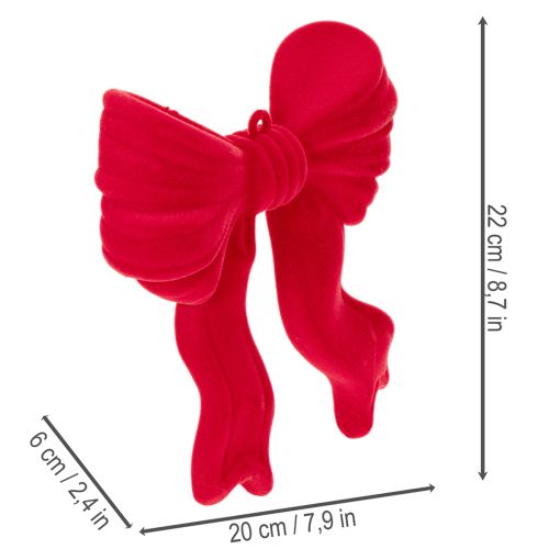 Dekoschleife Rot zum Aufhängen Beflockte Weihnachtsdeko 22cm | Floristik24.de