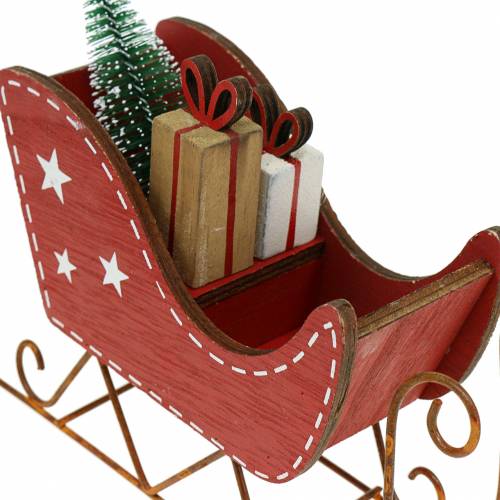 Floristik24 Schlitten Holz Rot 15,5cm x 15cm x 6cm