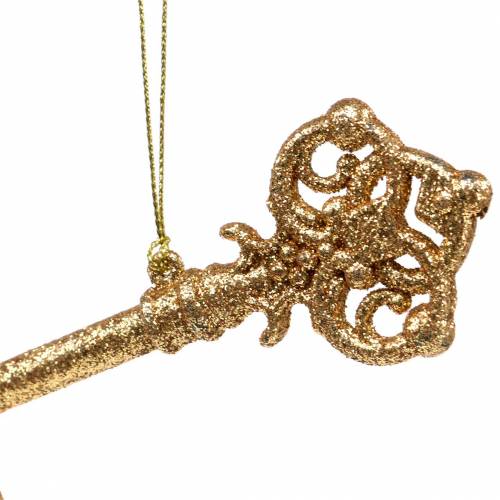 Artikel Christbaumschmuck Schlüssel Gold, Glitzer 14,5cm 12St