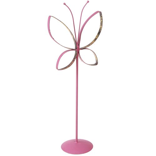 Floristik24 Schmetterling Metall Deko Frühling Fuchsia Gold H35cm 2 St