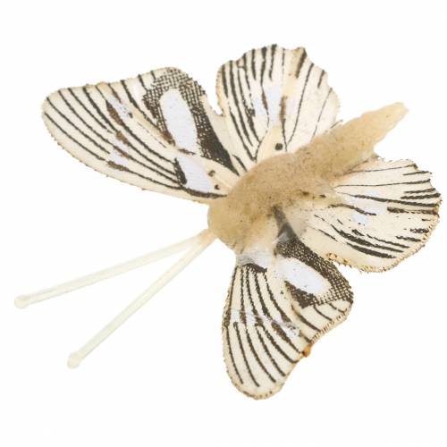 Artikel Deko Schmetterling mit Metallclip Natur sortiert H4,9cm/5,8cm/7,4cm 6St