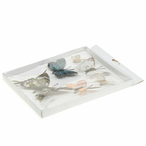 Floristik24 Deko Schmetterling mit Metallclip Natur sortiert H4,9cm/5,8cm/7,4cm 6St