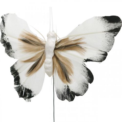 Floristik24 Deko-Schmetterling, Frühlingsdeko, Falter am Draht Braun, Gelb, Weiß 6×9cm 12St