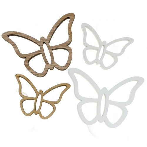 Floristik24 Holzschmetterling Weiß/Natur 3cm - 4,5cm 48 St
