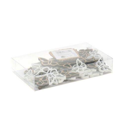 Artikel Holzschmetterling Weiß/Natur 3cm - 4,5cm 48 St