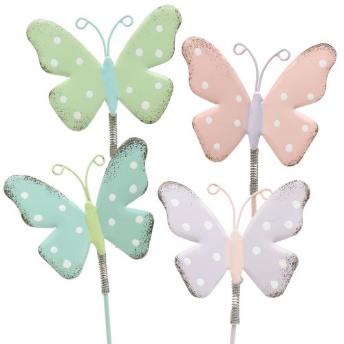 Blumenstecker Schmetterling Pastell 24cm 12St