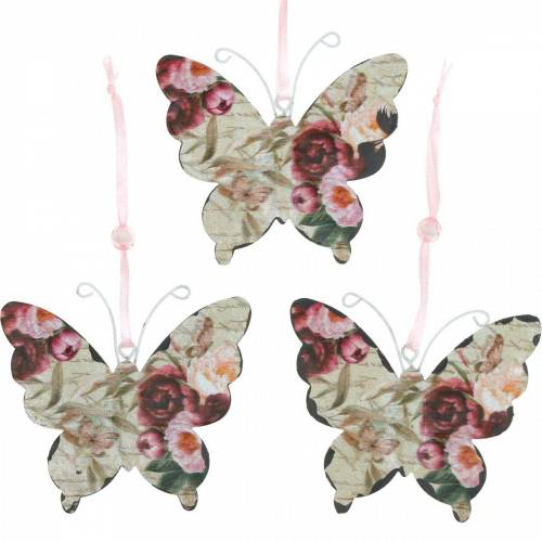 Schmetterling zum Hängen Metall Dekohänger 9cm Frühlingsdeko 6St