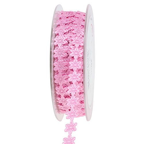 Floristik24 Schmuckband mit Blüte 1cm Rosa 20m