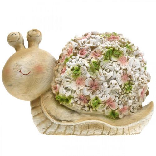 Schnecke mit Blütendeko, Gartentier, Dekoschnecke,Sommerdeko Braun/Rosa/Grün H13,5cm L19cm | Floristik24.de