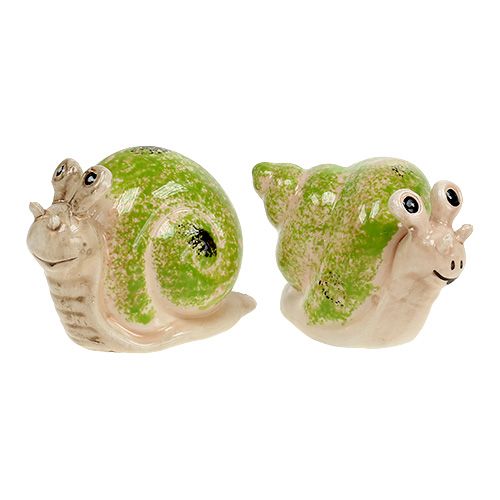 Floristik24 Deko-Figur Schnecke Creme-Grün 5cm 6St