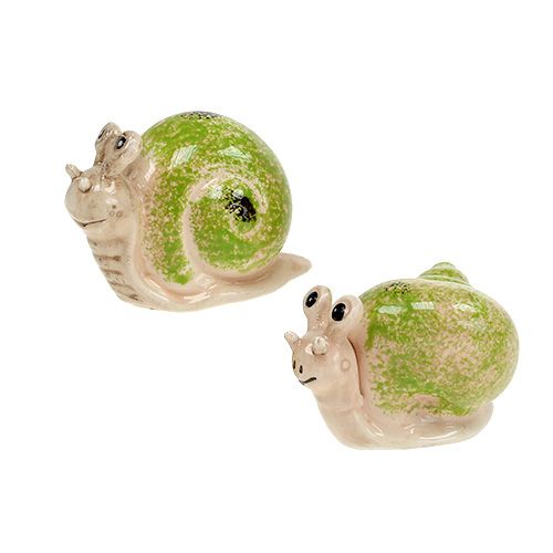 Floristik24 Deko-Figur Schnecke Creme-Grün 5cm 6St