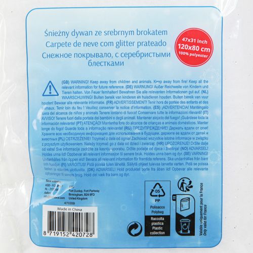 Artikel Schneedecke Glimmer Schneeteppich mit Silberglitter 120×80cm