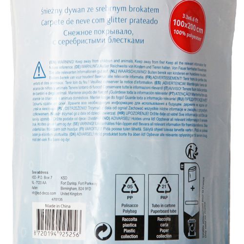 Floristik24 Schneedecke Schneeteppich Weiß mit Glimmer 100×200cm