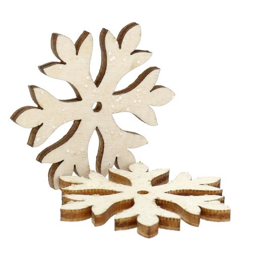 Floristik24 Glitzernde Schneeflocken aus Holz Ø4cm 72St