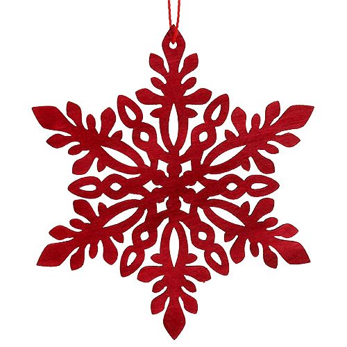 Floristik24 Schneeflocke Holz Ø8cm - Ø12cm Natur/Rot 12St