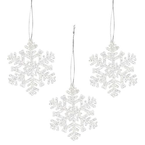 Floristik24 Schneeflocke Ø8cm Weiß mit Glitter 12St