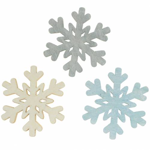 Floristik24 Streudeko Schneeflocke Blau/Grau/Weiß 4cm 72 St
