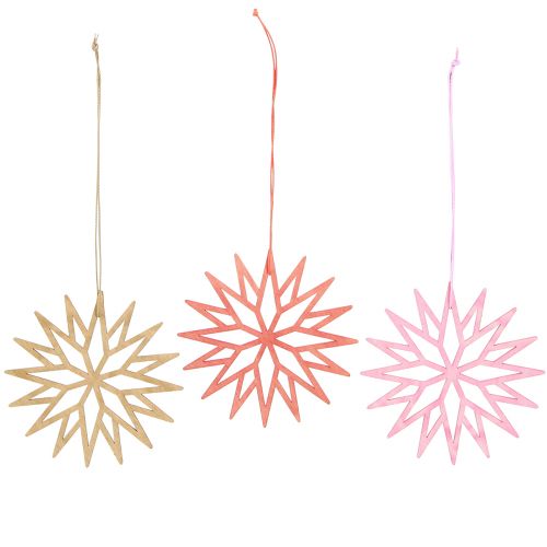 Artikel Schneeflocken Holz Baumschmuck Orange 10cm 12 Stk Deko Weihnachten