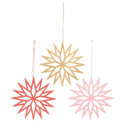 Floristik24 Schneeflocken Deko Holz Baumschmuck Orange 15cm 8 St