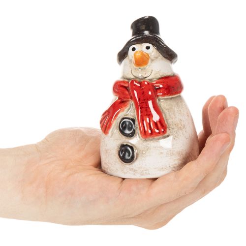 Schneemann Figur mit rotem Schal Weihnachtsdekoration 10cm | Floristik24.de