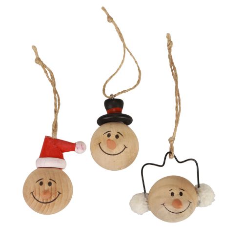 Floristik24 Schneemann Holz Deko Dekohänger Weihnachten Natur 5cm 12St