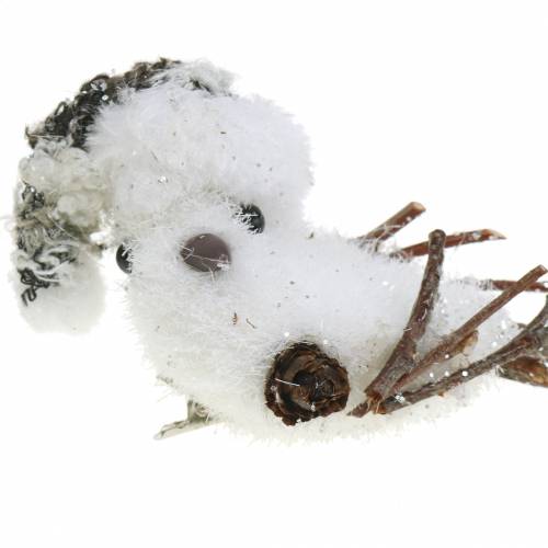 Floristik24 Schneevogel am Clip 8cm x 6,5cm 6 St