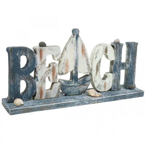 Aufsteller Schriftzug Beach, Maritime Deko Holz L36cm H18cm