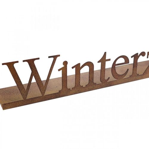 Artikel Schriftzug „Winterzauber“, Adventsdeko, Weihnachten, Metalldeko Rost-Look L63,5cm H10cm