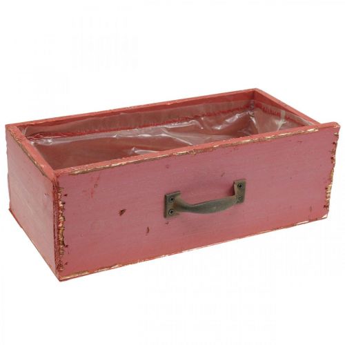 Pflanzgefäß Holz-Schublade Shabby Chic Rot 25x13x9cm