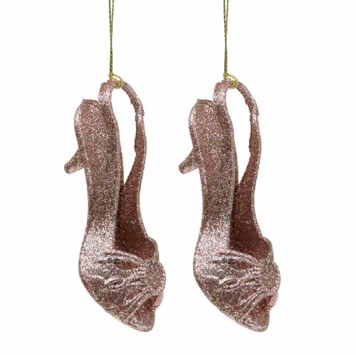 Floristik24 Christbaumschmuck Pumps Rosa, Glitzer 12cm 12St