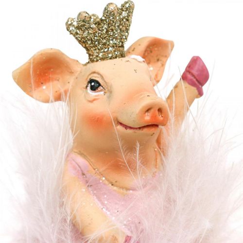 Floristik24 Deko Schwein mit Krone Ballerina Figur Rosa 12,5cm 2St