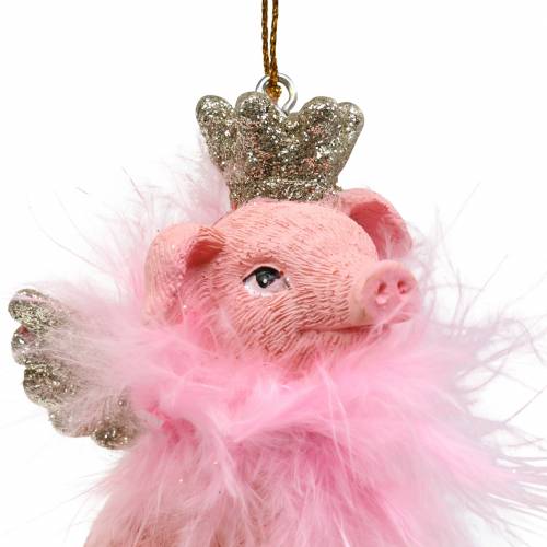Floristik24 Christbaumschmuck Schwein mit Krone 7,5cm