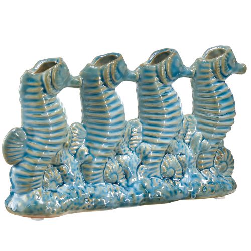 Artikel Seepferdchen Keramik Blumenvase Blau Grün L21cm 2St