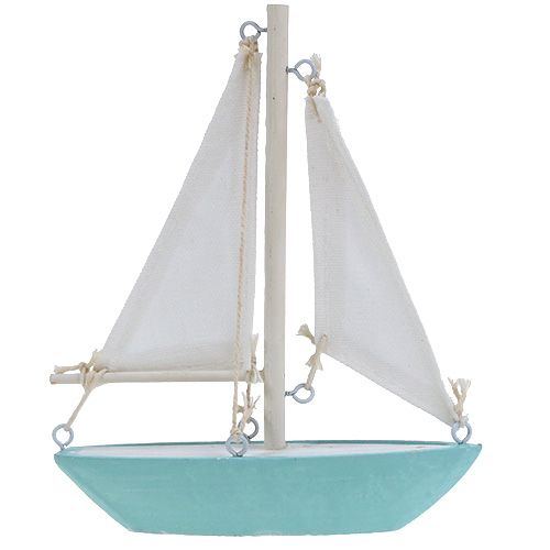 Floristik24 Segelboot zum Stellen 14cm x 15,5cm Blau-Weiß