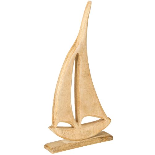 Floristik24 Segelboot Holz auf Sockel Natur Tischdeko Maritim H42cm
