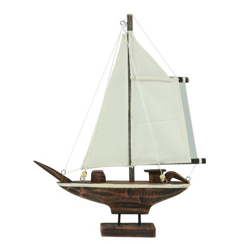Segelboot Deko Schiff Pinienholz Braun 32×5×41cm