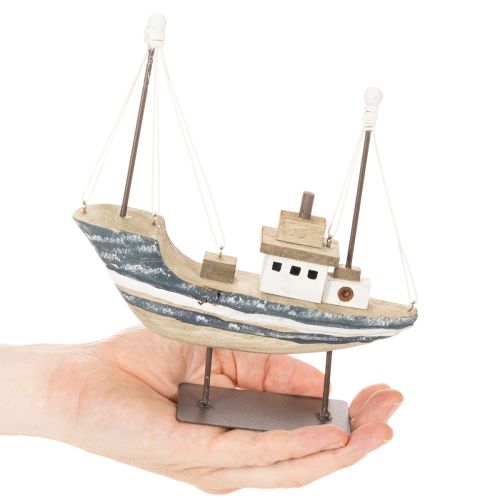 Schiff Deko maritim Holz mit Standfuß 20cm | Floristik24.de