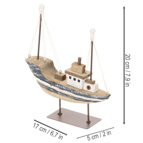 Schiff Deko maritim Holz mit Standfuß 20cm | Floristik24.de