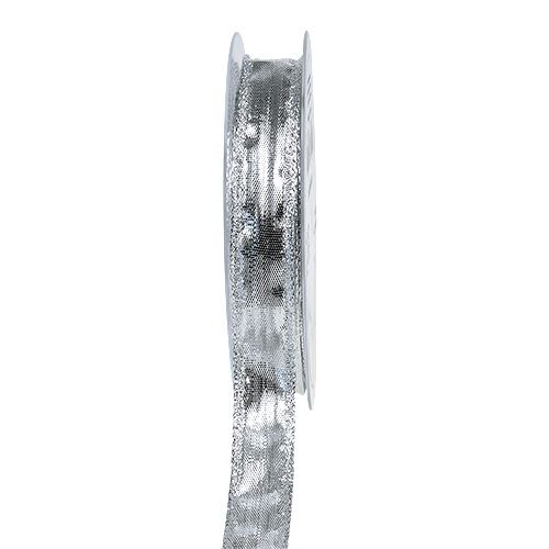 Dekoband Silber mit Drahtkante 15mm 25m